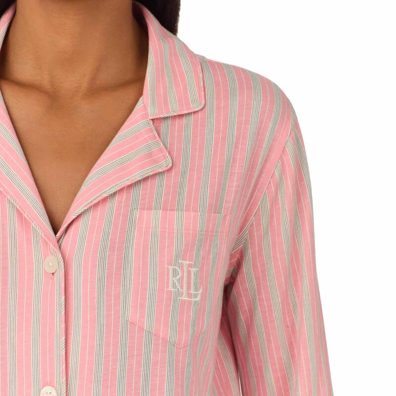 Lauren Ralph Lauren Classic Knit 3/4 Sleeve Notch Collar Sleepshirt image number 2